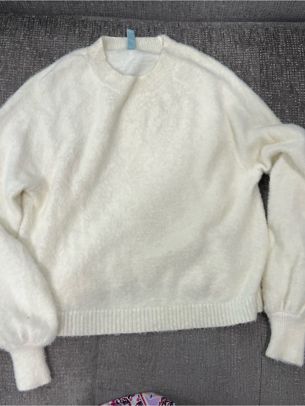 The Southern Shirt Company Cream Fuzzy Crewneck Sweater. R20